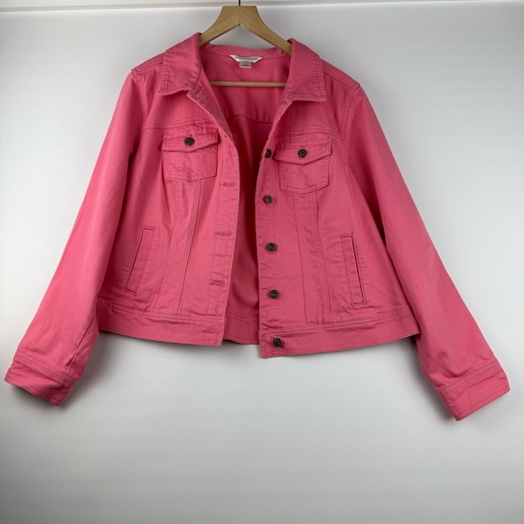 Christopher & Banks Women’s Large Pink Denim Jacket - Picture 1 of 8